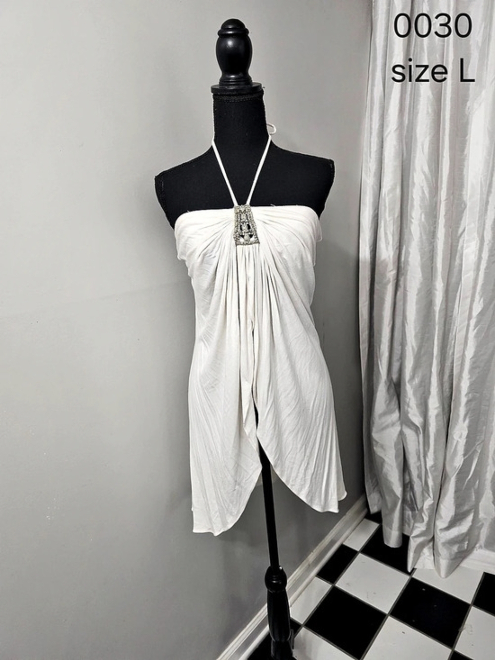Draped Strapless Top in White Size Large Like New